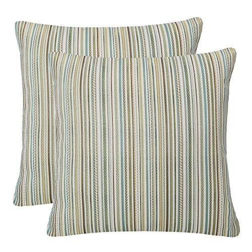 YUKORE Pack of 2 Simpledecor Throw Pillow Covers Couch Pillow Shells,20X20 Inches,Jacquard Colorful Stripes,Multicolor Teal