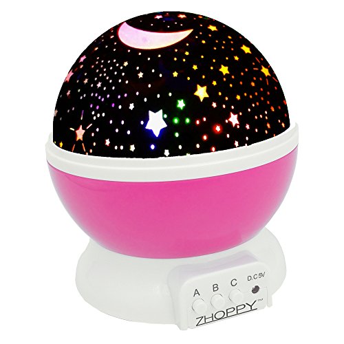Night Lights for Girls, ZHOPPY Star and Moon Starlight Projector Bedside Lamp for Baby Room Kids Bedroom Decorations - Birthday Gifts for Girls, Pink