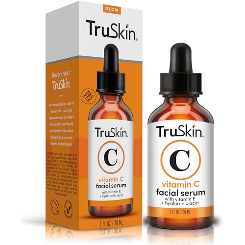 TruSkin Vitamin C Serum for Face, Anti Aging Serum with Hyaluronic Acid, Vitamin E, Organic Aloe Vera and Jojoba Oil, Hydrating & Brightening Serum for Dark Spots, Fine Lines and Wrinkles, 1 fl oz