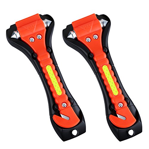Book Cover VicTsing 2 Pack Safety Hammer, Emergency Escape Tool with Car Window Breaker and Seat Belt Cutter, Life Saving Survival Kit