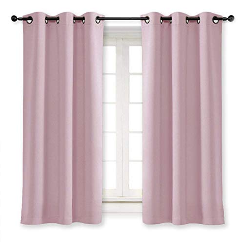 Nicetown Nursery Essential Thermal Insulated Solid Grommet Top Blackout Curtain / Drape (One Panel, 42 x 63 Inch in Baby Pink)