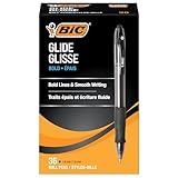 BIC Glide Bold Black Ballpoint Pens, Bold Point (1.6mm), 36-Count Pack, Retractable Ballpoint Pens With Comfortable Full Grip