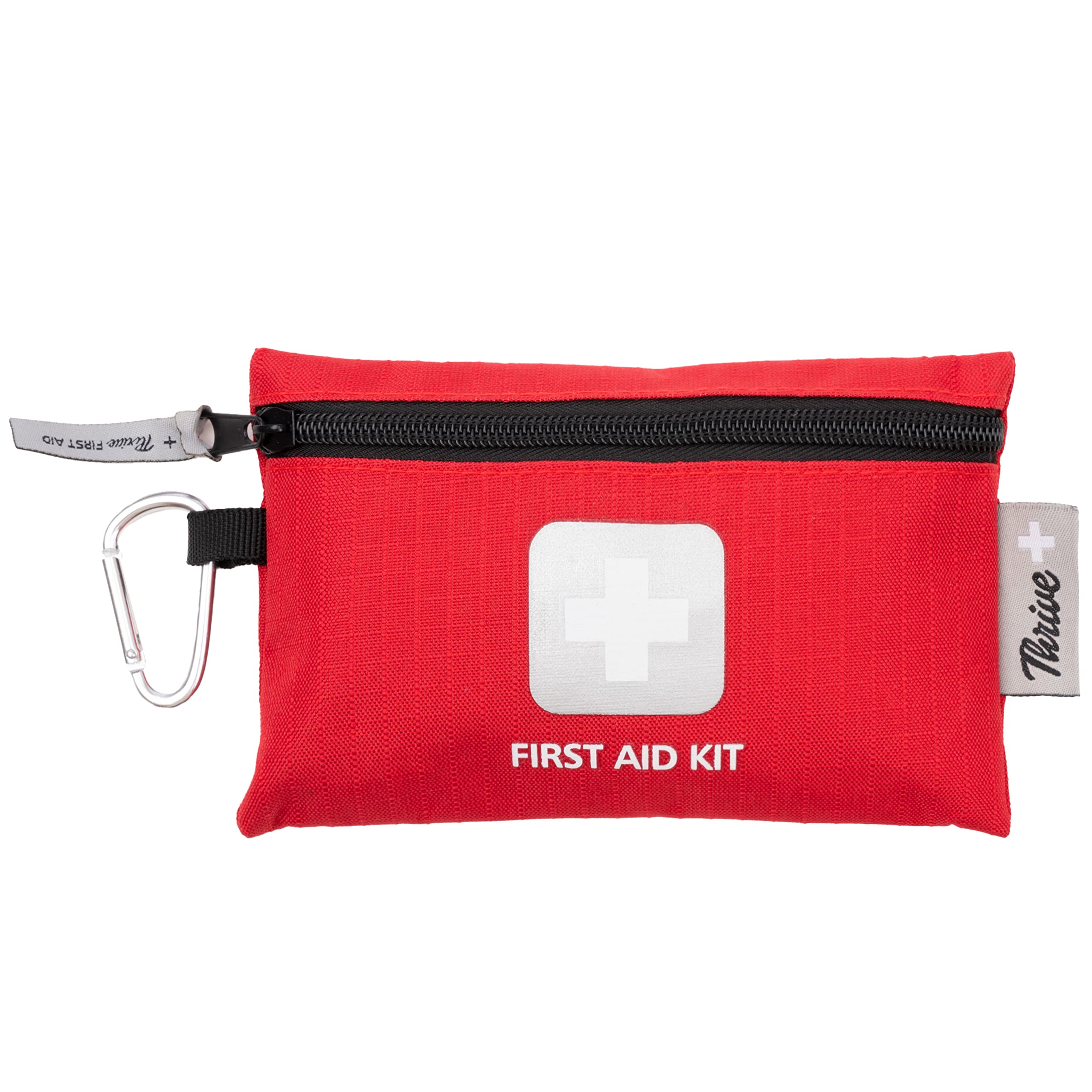 Thrive Travel Essentials Mini First Aid Kit - 66 FSA HSA Approved Products Includes Multi-Sized Bandage, Wipes, Safety Pins, and More (Pouch) 66 Piece - Pouch