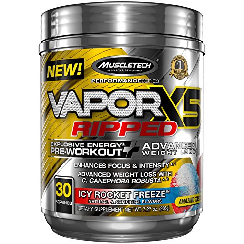 MuscleTech Vapor X5 Next Gen Pre Workout Powder & Weight Loss Supplement, Explosive Energy & Advanced Weight Loss, Icy Rocket Freeze, 30 Servings (7.27oz)