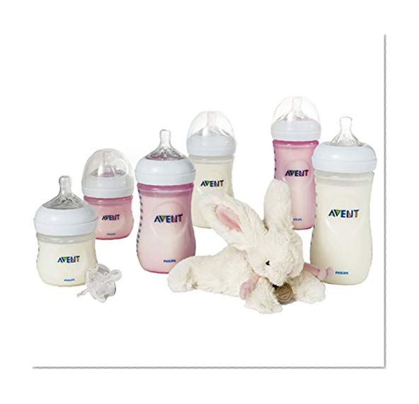 Philips Avent Set de 6 Biberons Natural en polypropylène + Sucette + Doudou Lapin Rose