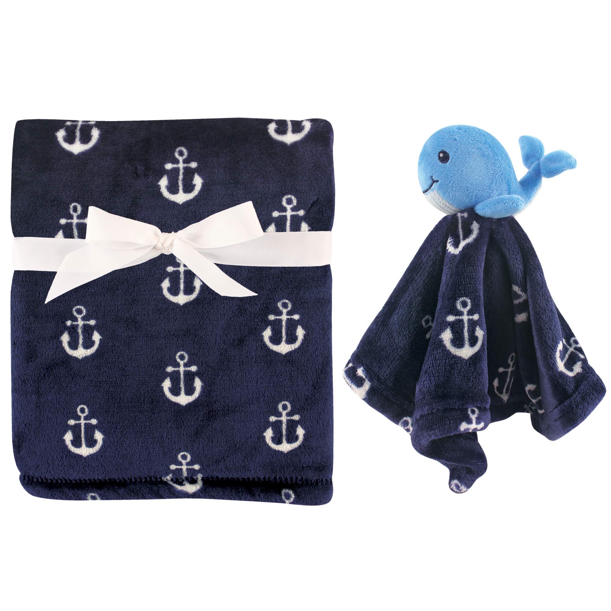 Hudson Baby Unisex Baby Plush Blanket with Security Blanket, Whale, One Size Whale One Size