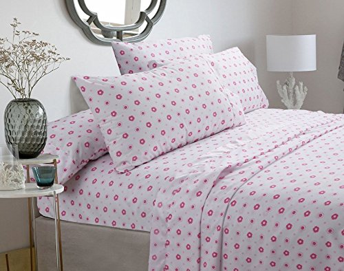 Book Cover Cozy Line Home Fashions Pink Greta Pastel Floral Sheets Set, Brushed Microfiber - Wrinkle, Fade, Stain Resistant - 3 Piece (Twin Sheet Set)