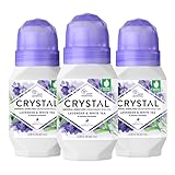 CRYSTAL Deodorant Aluminum Free Mineral Deodorant Roll-On for Women & Men, Lavender & White Tea - Paraben Free - Certified Cruelty Free & Vegan Deodorant - Prevents Odor Up to 24 Hours ,2.25 Fl Oz (Pack of 3),21661-3