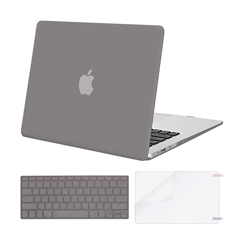 Book Cover MOSISO Compatible with MacBook Air 13 inch Case (Models: A1369 & A1466, Older Version 2010-2017 Release), Protective Plastic Hard Shell Case & Keyboard Cover & Screen Protector, Gray