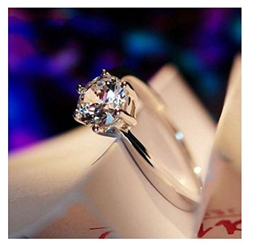 Size 5-12 Engagement Ring Claw Band White Sapphire 10K White Gold Filled Women's (8)