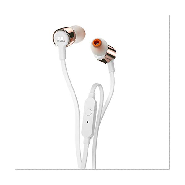 JBL T210 Écouteurs Intra-Auriculaires Anti-Noeuds un Bouton et Micro Boîtier Finition Métallique - Rose Doré