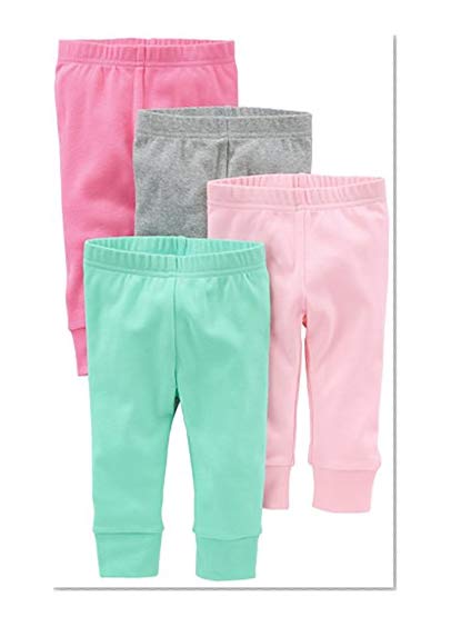 Book Cover Simple Joys by Carter's Baby Girls 4-Pack Pant, Pink/Grey, 0-3 Months