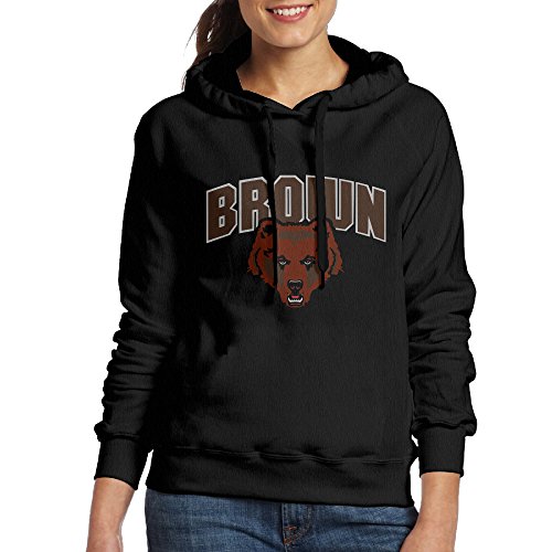 FUOALF Women's Pullover Brown University Bear Hoodie Sweatshirts Black S