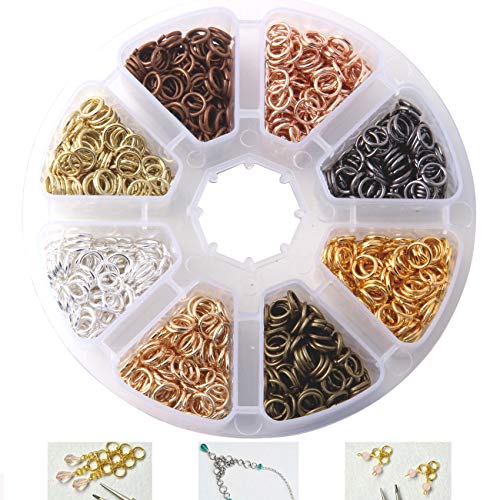 Book Cover Dushi Iron Plated Jump Rings Unsoldered 6mm Diameter Jewelry Making Findings, 8 Colors, 2400 Piece