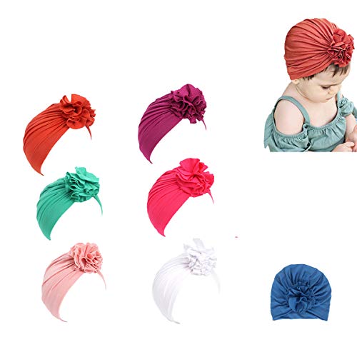 Udobuy® 7 Pcs Headband Updated Version Baby Hat- Newborn Baby Girl Soft Cute Turban Knot Rabbit Hospital Hat