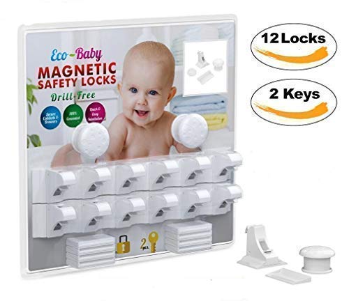 Book Cover Eco-Baby Child Safety Magnetic Cabinet and Drawer Locks for Proofing Kitchen 12 Pack Child Latches
