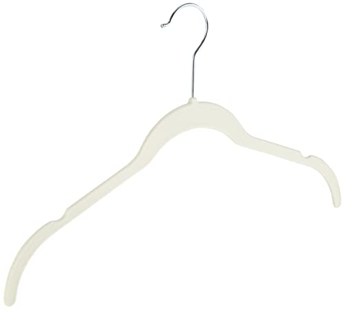Amazon Basics Slim, Velvet, Non-Slip Shirt Clothes Hangers, Ivory/Beige - Pack of 100