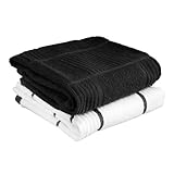 T-Fal Solid & Checked Parquet Kitchen Towels: Highly Absorbent, Super Soft - 100% Cotton, 16"x26" Dish Towels for Cleaning & Drying Dishes, Pans, Glassware, or Countertops, 2-Pack, Charcoal