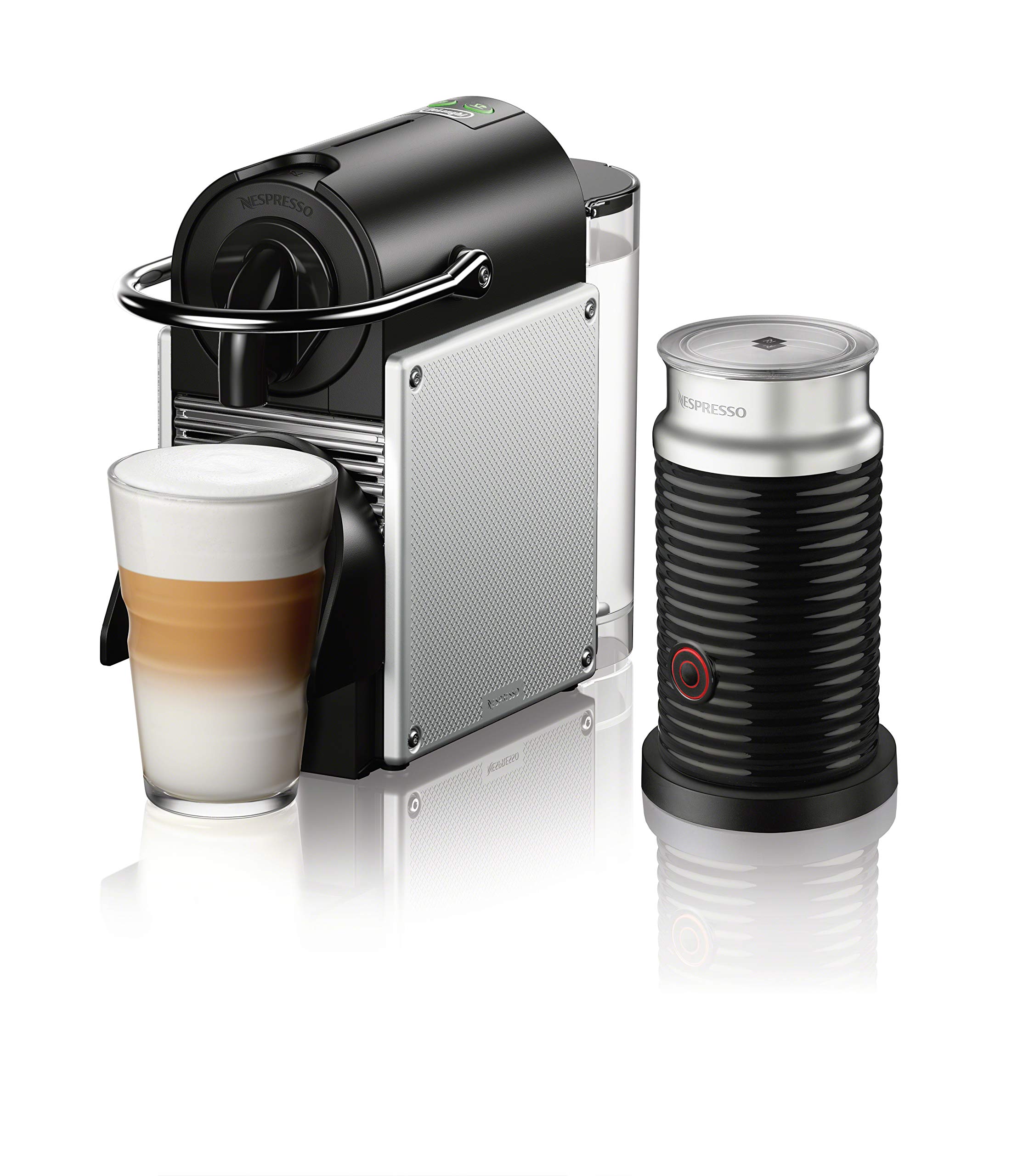 Book Cover Nespresso Pixie Coffee and Espresso Machine by De'Longhi with Milk Frother, Aluminum, 34 ounces Machine + Aero Aluminum