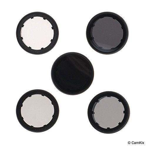 CamKix Cinematic Filter Pack compatible with GoPro HERO 4 and 3+ Includes 4 Neutral Density Filters (ND2/ND4/ND8/ND16), a UV Filter and a Cleaning Cloth. Enhanced Footage at Lower Shutter Speeds