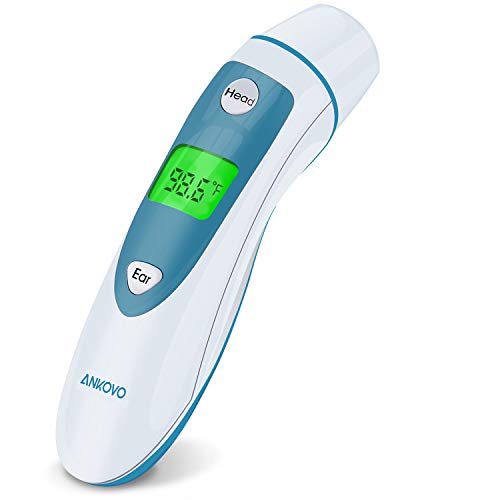 Book Cover ANKOVO Thermometer for Fever Digital Medical Infrared Forehead and Ear Thermometer for Baby, Kids and Adults with Fever Indicator