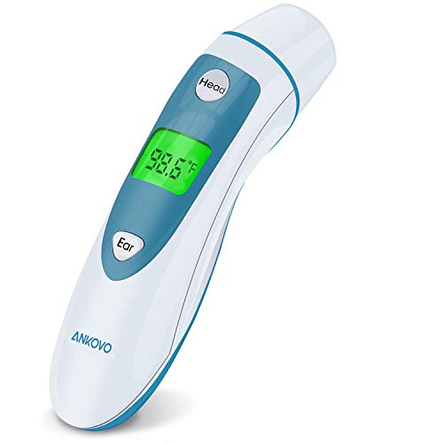 ANKOVO Thermometer for Fever Digital Medical Infrared Forehead and Ear Thermometer for Baby, Kids and Adults with Fever Indicator