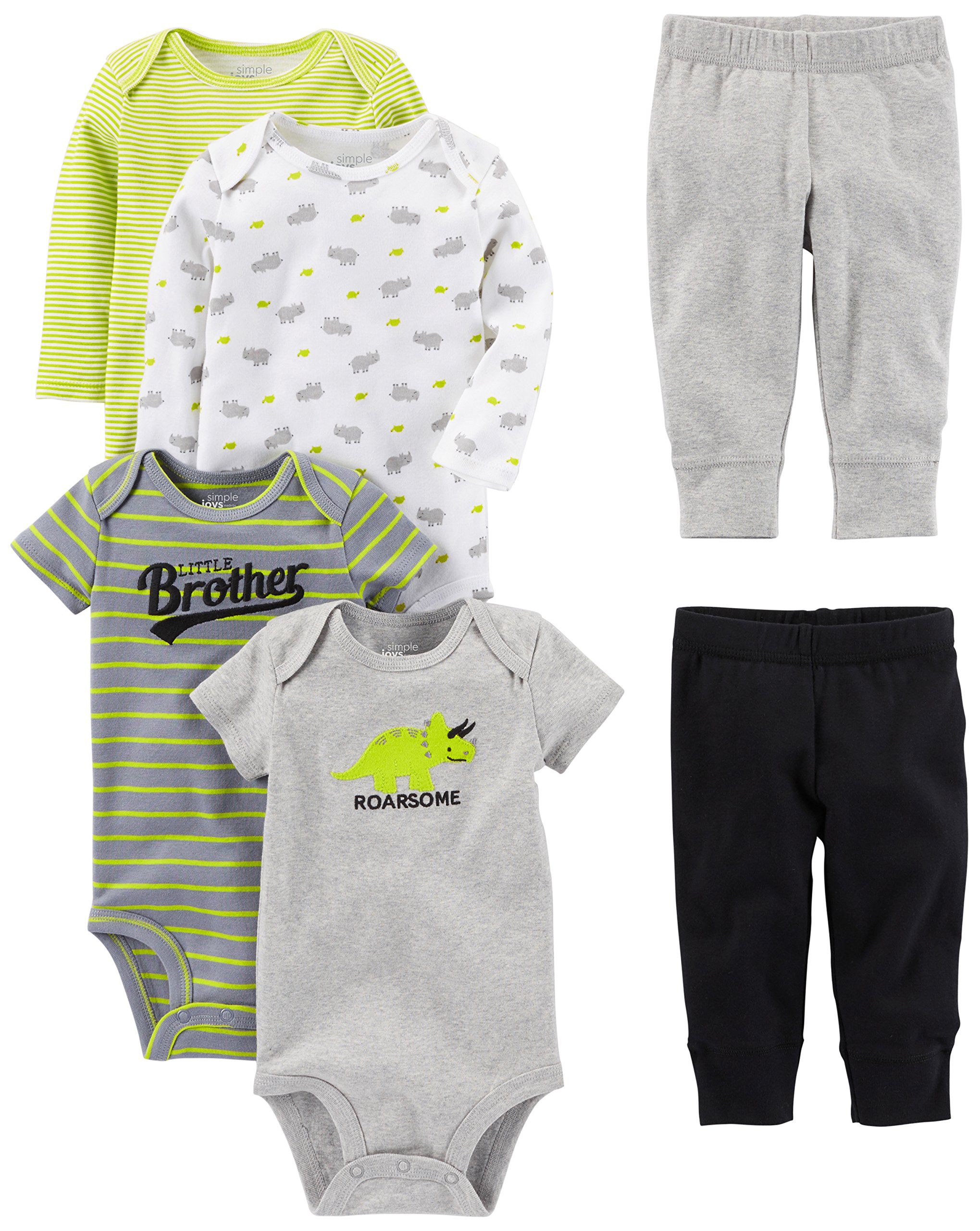 Book Cover Simple Joys by Carter's Baby Boys' 6-Piece Bodysuits (Short and Long Sleeve) and Pants Set