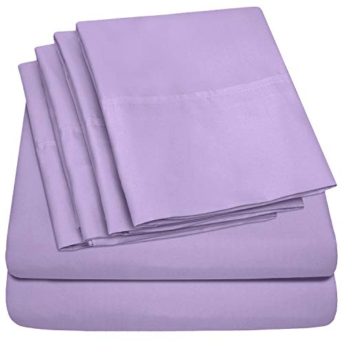Book Cover Sweet Home Collection Sheets 6 Piece 1500 Thread Count Deep Pocket Hypoallergenic Brushed Microfiber Soft and Comfortable Bedding Set, Queen, Lavender (Bed Sheets)