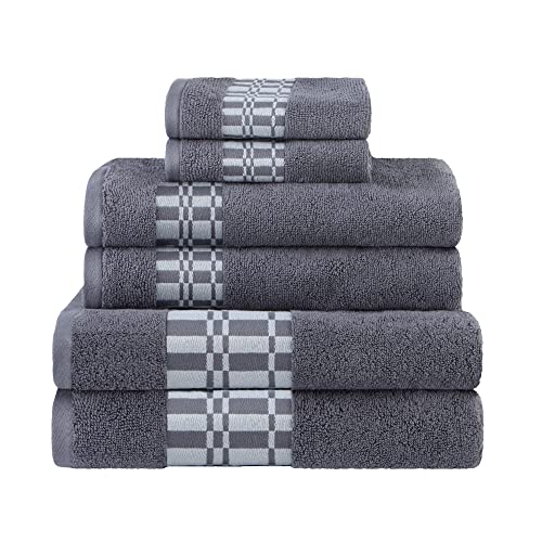 SUPERIOR Decorative Larissa 6-Piece Cotton Bathroom Towel Set, Grey