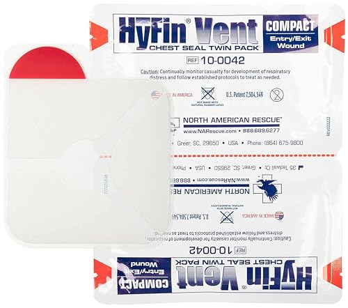 North American Rescue Genuine NAR HyFin Vent Compact Chest Seal Twin Pack,White