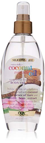 OGX Extra Rich + Coconut Miracle Oil Weightless Hydrating Body Oil Mist, Fast-Absorb Oil Body Spray for Soft Moisturized Skin, Paraben-Free, Silicone-Free, Sulfated-Surfactant Free, 6.8 oz