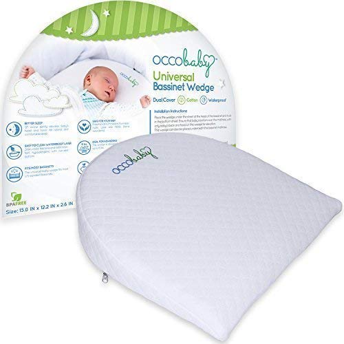 OCCObaby Universal Bassinet Wedge | Waterproof Layer & Handcrafted Cotton Removable Cover | 12-Degree Incline for Better Night's Sleepâ€¦