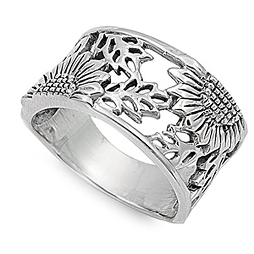 CHOOSE YOUR COLOR Sterling Silver Filigree Sunflower Ring
