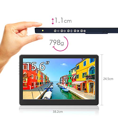 GeChic 1503H 15.6 inch IPS 1080p Portable Monitor with HDMI, VGA Input, USB Powered, Ultralight Weight, Built-in Speakers, Rear Docking