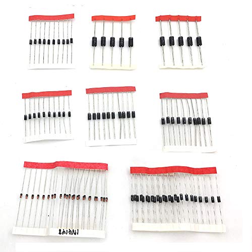 8 Values 100 Pcs Schottky Rectifier Diodes kit, 1N4148 1N4007 1N5819 1N5399 1N5408 1N5822 FR107 FR207