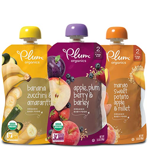Plum Organics Stage 2, Organic Baby Food, Fruit, Veggie and Grain Variety Pack, 3.5 Ounce Pouches (Pack of 18)