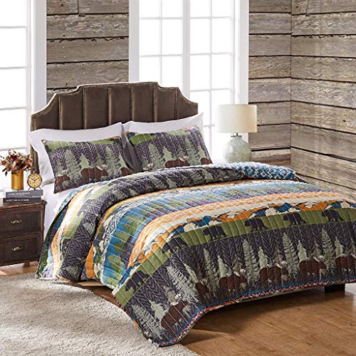 Book Cover Barefoot Bungalow Black Bear Lodge Quilt Set, 3-Piece Full/Queen, Multi
