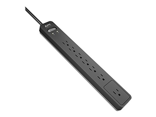 APC Surge Protector Power Strip, PE76, 1440 Joule, Flat Plug, 7 Outlet Strip Black