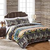 Greenland Home Black Bear Lodge Quilt Set, 3-Piece Full/Queen