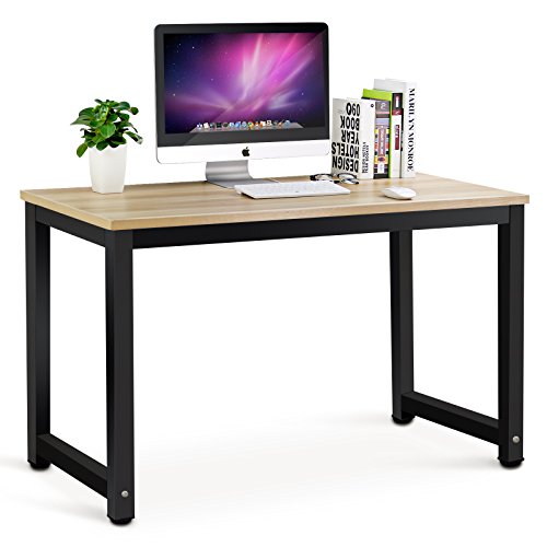 Tribesigns Modern Simple Style Computer Desk PC Laptop Study Table Office Desk Workstation for Home Office, Walnut + Black Leg