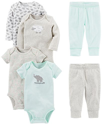 Book Cover Simple Joys by Carter's Baby Girls' 6-Piece Bodysuits (Short and Long Sleeve) and Pants Set