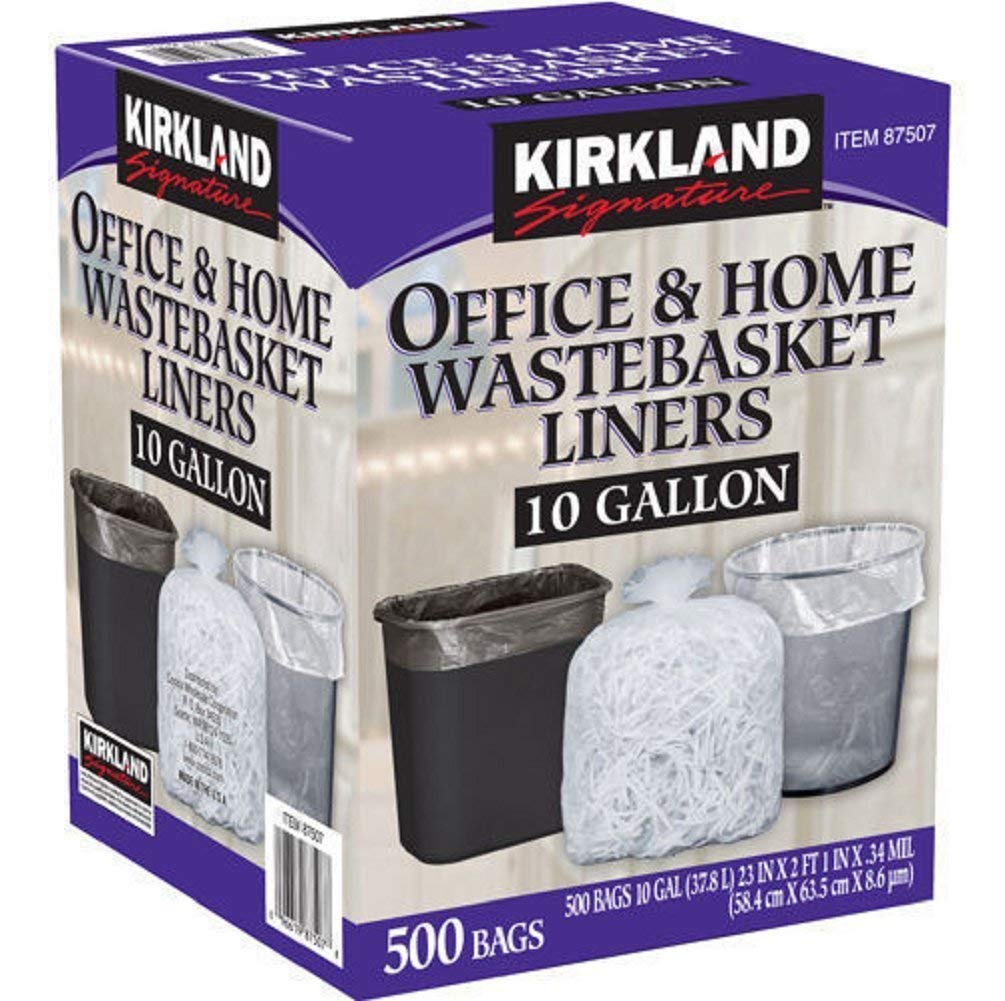 Book Cover Kirkland Signature-87507 Wastebasket Liners, Clear, 10 Gallon, 500 ct 1 pack