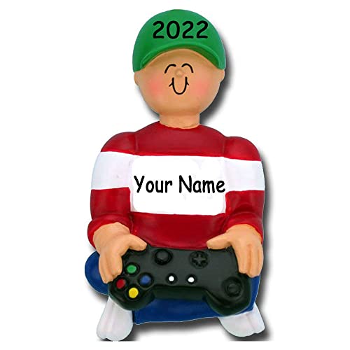 Personalized Video Game Player Gamer Christmas Tree Ornament with Your Choice of Name and Year