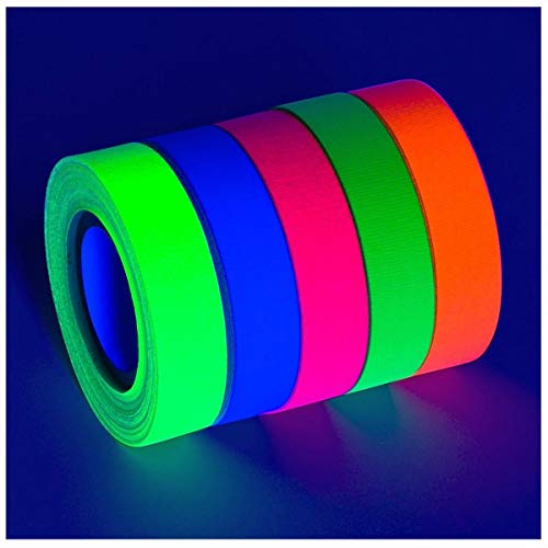 Glow King Blacklight Reactive Glow Tape | Premium UV Fluorescent Neon Party Gift for Events | Multipurpose Luminous Colored Tape for Room Decoration | Glow in The Dark Cloth Tape – 0.5 in x 60 ft