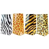 Super Z Outlet Zoo Animal Print Design Pattern Paper Bags for Candy Party Favors, Snacks, Decoration, Children Arts & Crafts, Lunch Picnics, Event Supplies (36 Bags)