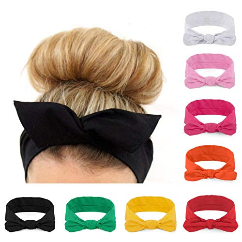 habibee Women Headbands Hair Bands Turban Headwraps Hair Band Bows Accessories for Fashion or Sport 8 Pcs Headbands for Women Solid Color