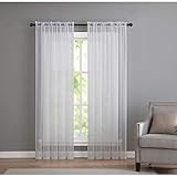2 Pack: Basic Rod Pocket Sheer Voile Window Curtain Panels in White by GoodGram (84 in. Long)