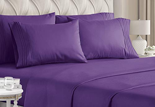 Queen Size Sheet Set - 6 Piece Set - Hotel Luxury Bed Sheets - Extra Soft - Deep Pockets - Easy Fit - Breathable & Cooling Sheets - Wrinkle Free - Comfy - Purple Plum Bed Sheets - Queens Sheets - 6 PC