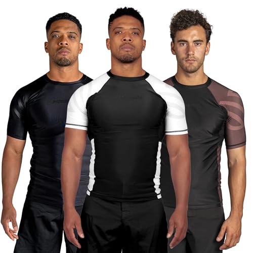 Sanabul Essentials Short Sleeve Compression Base Layer Rash Guard (Large, White)