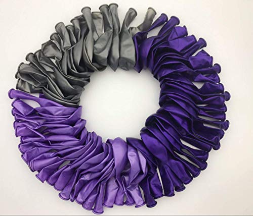 100 Pack Purple Silver Balloons,Dark Purple Ballons Mixed with Light Purple,12 inch Thicked Latex Ballons For Wedding Birthday Baby Shower Mermaid Engagement Mardi Gras Party Decoration